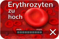 Erythrozyten-Wert erhöht, zu hoch: zu viele rote Blutkörperchen